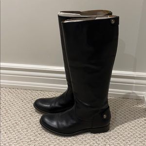 Frye Melissa button back riding boots black